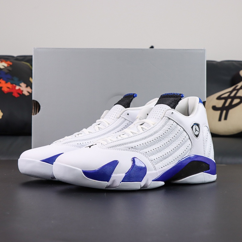 Tênis Air Jordan 14 487471-104 Branco e Azul (TK)