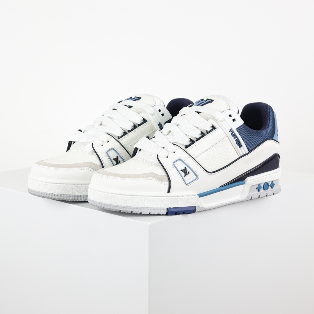 Tênis LV Trainer Branco Azul Oceano Preto (X1)